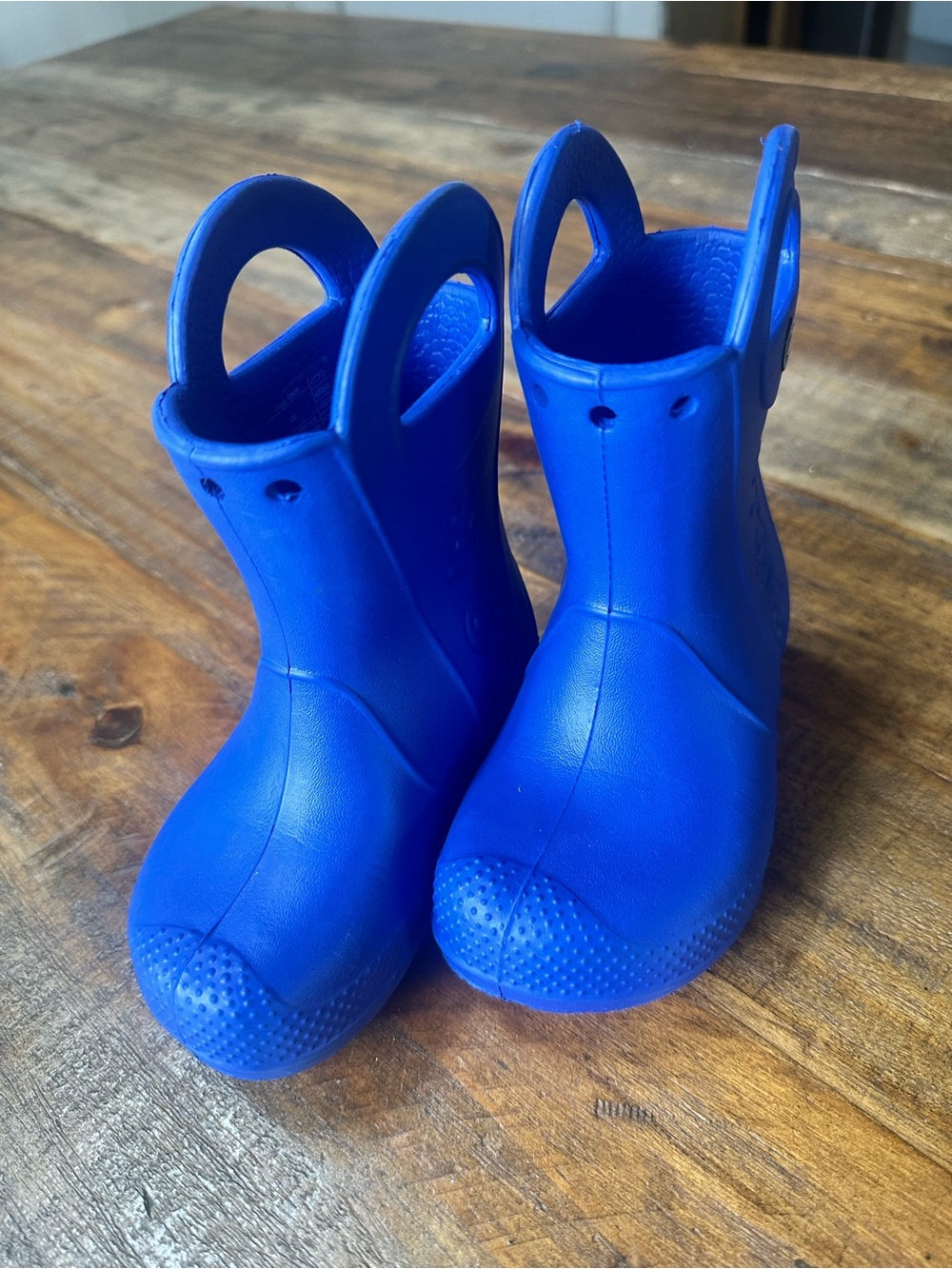 CROCS Bright Blue Kids' Waterproof Pull-On Rain Boots with Handles